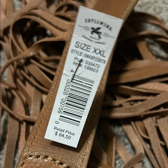 Brown Leather Fringe Belt - Picture 3 of 9